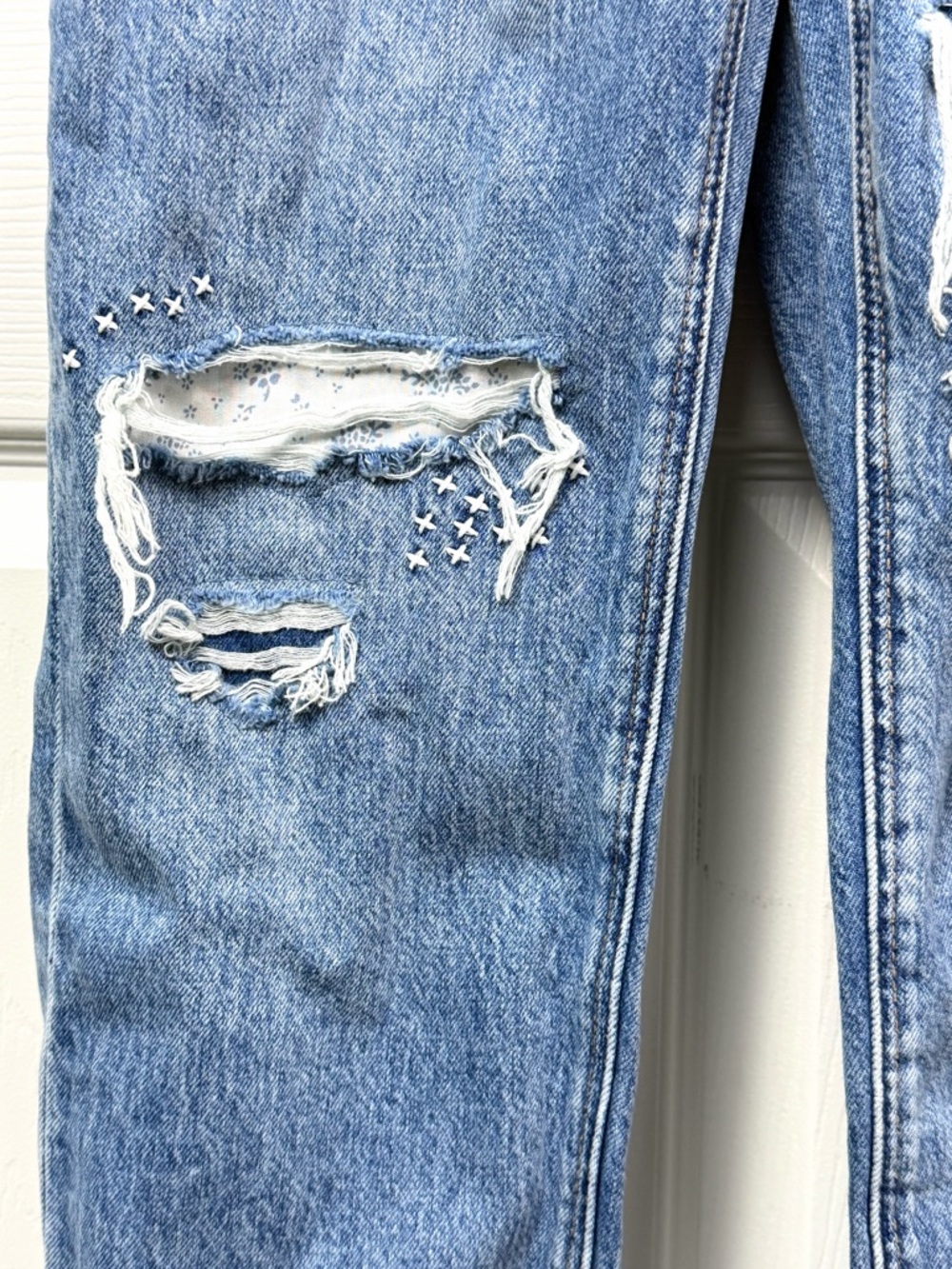 American Eagle Distressed Denim Overalls Medium Wash Jeans Womens Size Small NEW - Picture 5 of 8